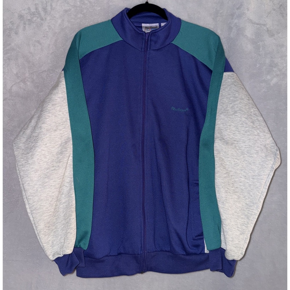 Vintage 90s Macgregor Hoodie Zip Up Sweatshirt Mens Size Large Teal Purple